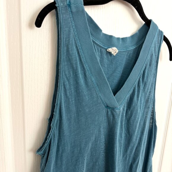 Anthropologie Daily Practice 100% Cotton V Neck Teal Blue Tank Top Size Medium - Picture 4 of 11